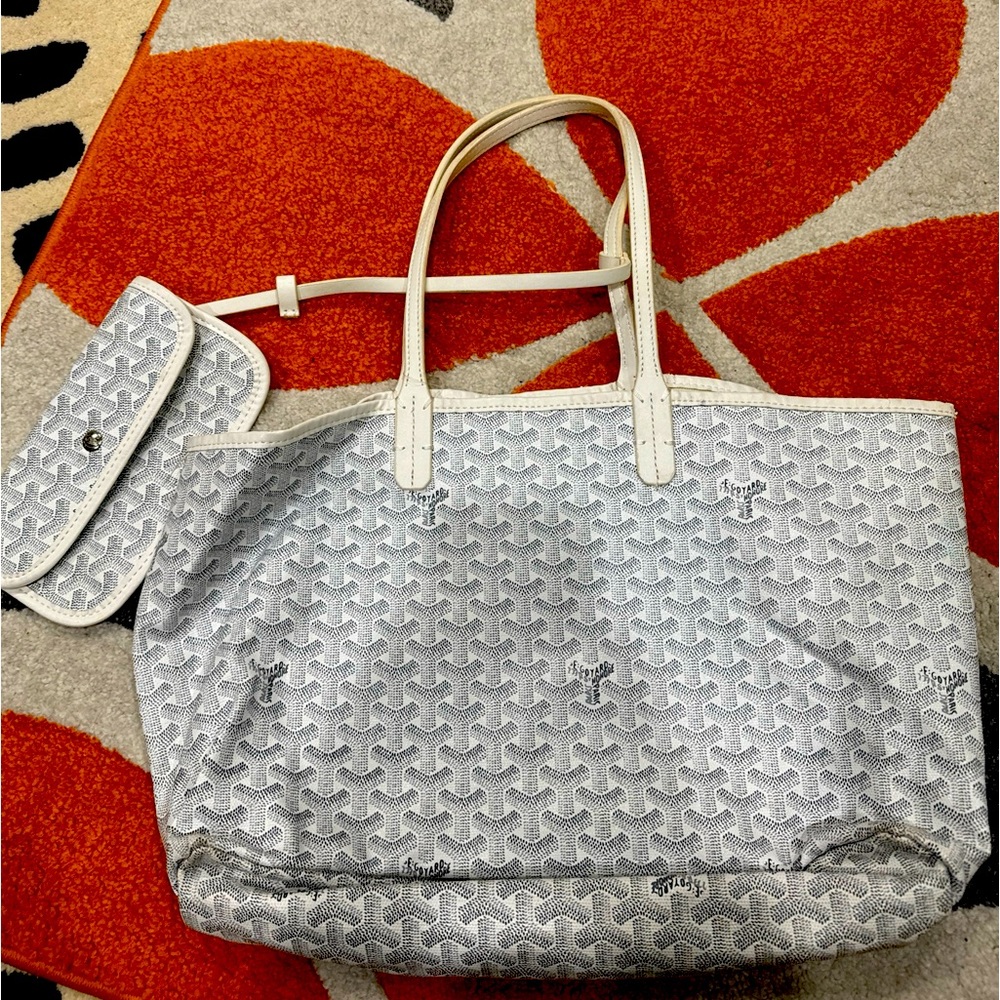 GOYARD Saint Louis Goyardine MM White
Leather Tote